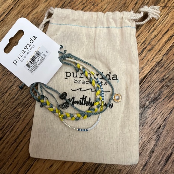 NWT Puravida 3 Bracelet Pack w/Jewelry Pouch in Seafoam Blue and Yellow. - Picture 2 of 5